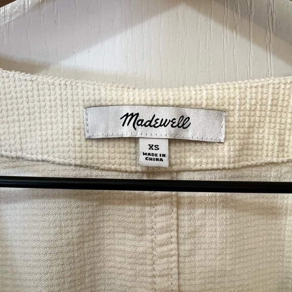 Madewell 100% Cotton Waffle-Knit Relaxed V-neck Cream Textured Top Women’s XS - Picture 3 of 8